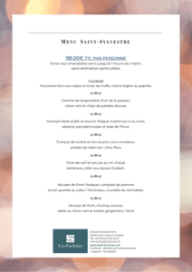 MENU REVEILLON RESTAURANT FRANCE FUCHSIAS SAINT VAAST COTENTIN