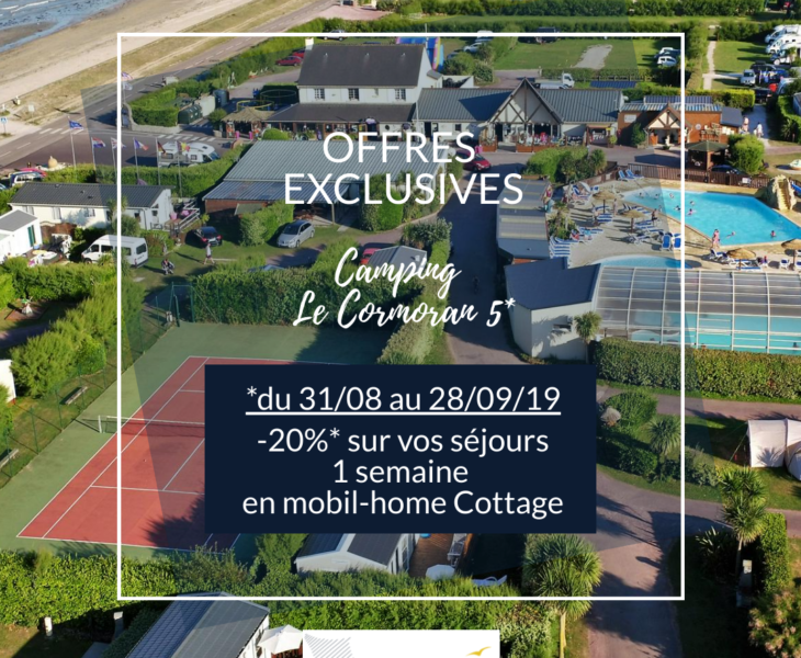 EXCLUSIVE OFFER of -20% * on your rentals for a mobil-home cottage at Camping Le Cormoran 5 *