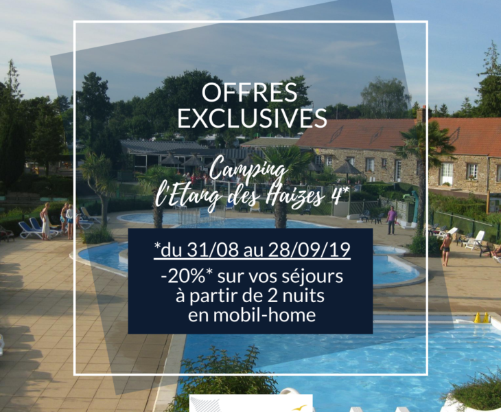 EXCLUSIVE OFFER: -20% * on your 2-bedroom mobile home rentals – Camping l’Etang des Haizes 4 *