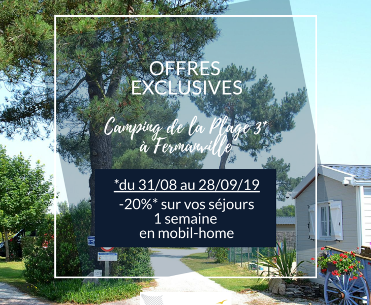 EXCLUSIVE OFFER: -20% * on your stay in rental mobile home – Camping de la Plage Fermanville 3 *