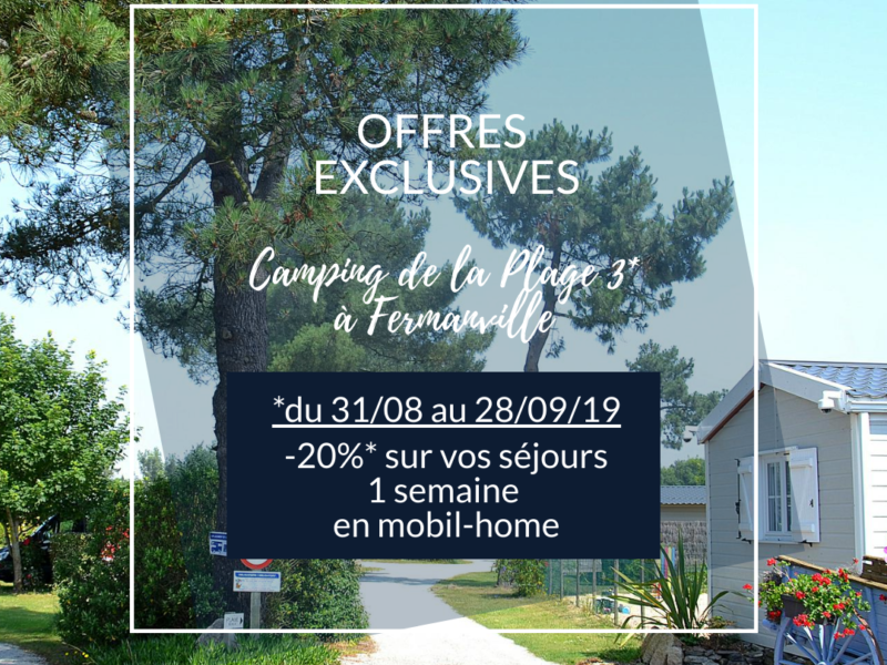 EXCLUSIVE OFFER: -20% * on your stay in rental mobile home – Camping de la Plage Fermanville 3 *