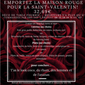 Menu saint valentin à emporter @restaurant la maison rouge proche cherbourg cotentin