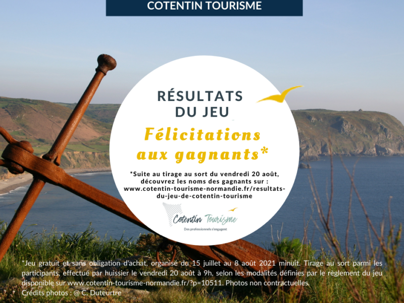 Résultats du Jeu Cotentin Tourisme 2021 – Liste des gagnants