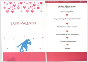 MENU SAINT VALENTIN RESTAURANT LA MARINA CHERBOURG COTENTIN TOURISME