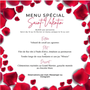 MENU SAINT VALENTIN RESTAURANT LE CAP BARNEVILLE CARTERET COTENTIN TOURISME