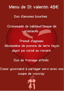 MENU SAINT VALENTIN RESTAURANT LE POIS GOURMAND COTENTIN TOURISME