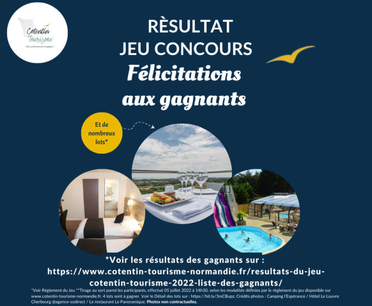 Résultats du Jeu Cotentin Tourisme 2022 – Liste des gagnants