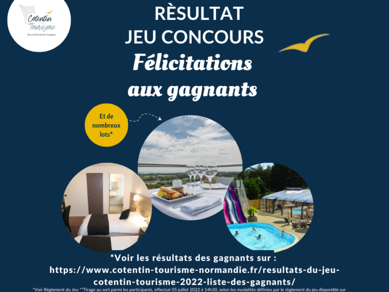 Résultats du Jeu Cotentin Tourisme 2022 – Liste des gagnants